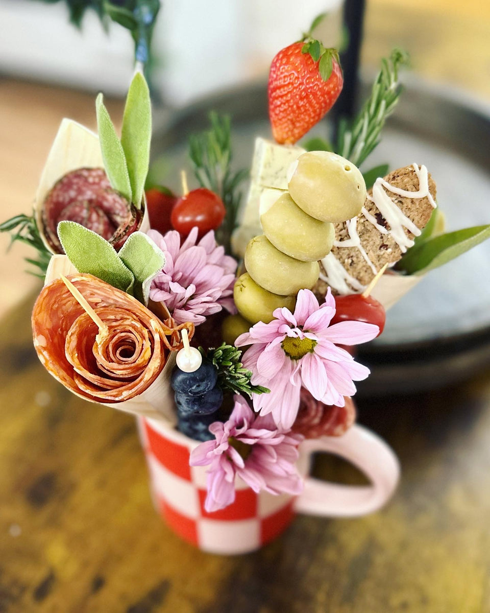 Valentines charcuterie bouquet Amazing Graze Charcuterie Co.